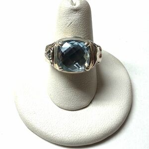 John Hardy Sterling Silver Batu Bamboo Blue Topaz Statement Ring